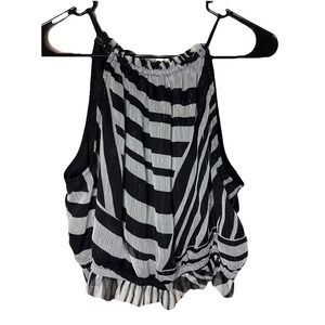 Express Sleeveless Glitter Striped Top Women's In Size Large Metallic And Black